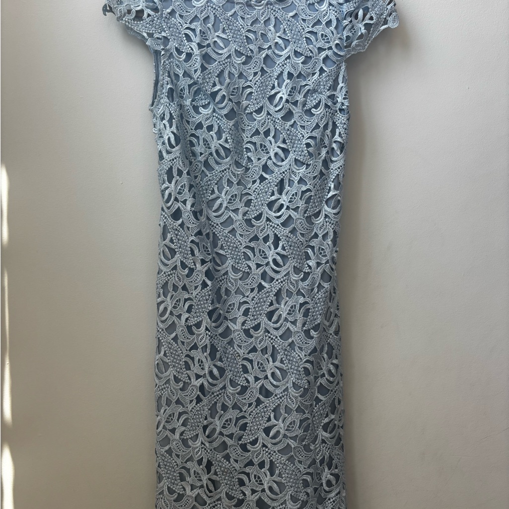 Alice + Olivia Light Blue Backless Lace Dress